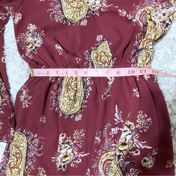 Maroon Maxi Keyhole Dress Long Sleeve Paisley Size Small S - Picture 16 of 16